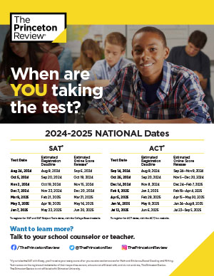 2024-2025 National SAT and ACT Test Dates Flyer Thumbnail