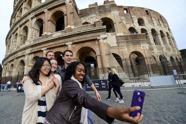 Temple University Rome students at the Colosseum during study abroad in Italy
